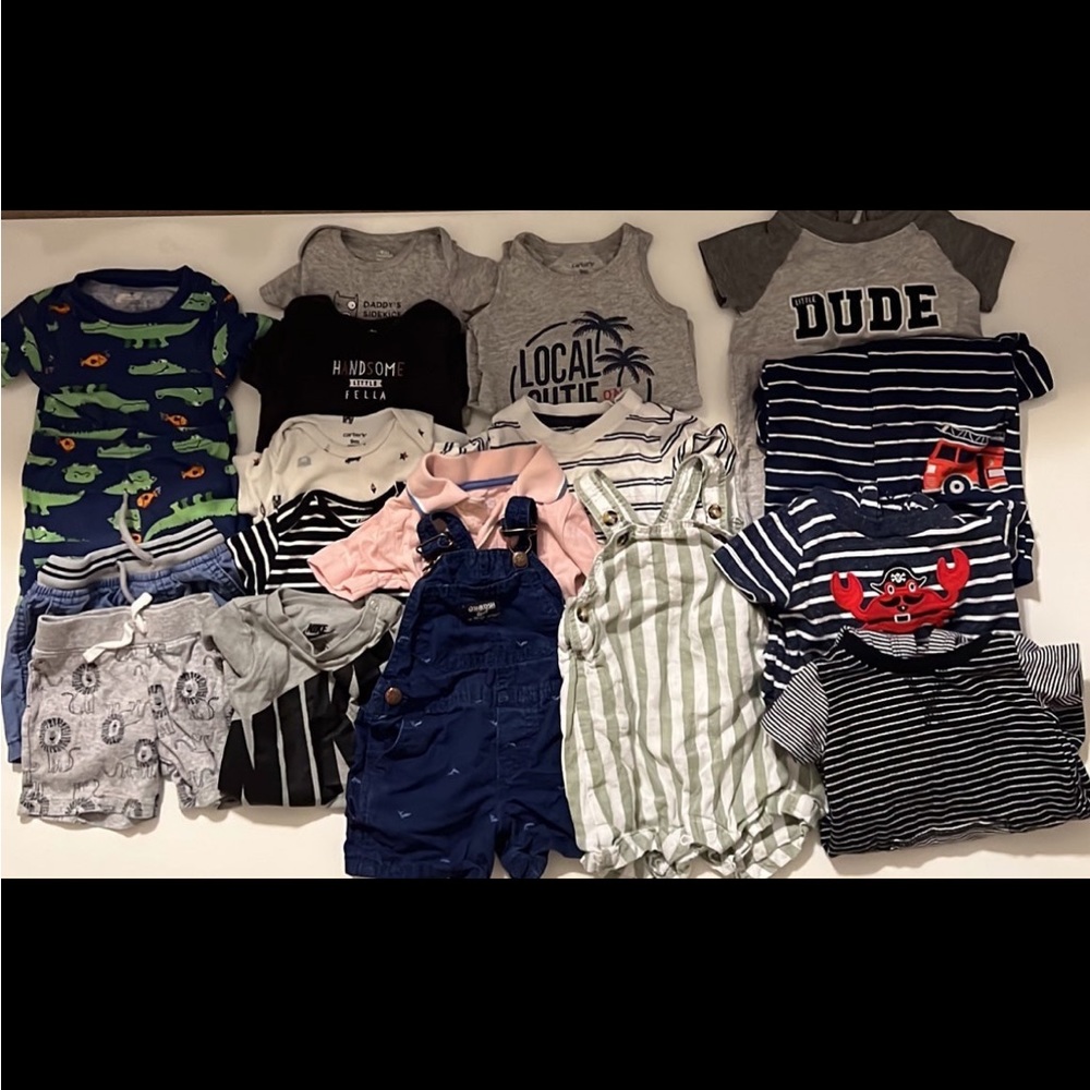 Lot of baby boy clothes overalls 9 months